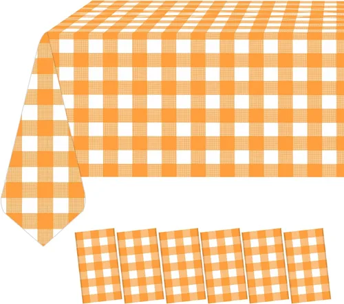 Vista 9 de Paquete de 2 manteles a cuadros blancos y negros de 54 x 108 pulgadas, desechables, de plástico, con bandera de carreras, impermeable, rectangular