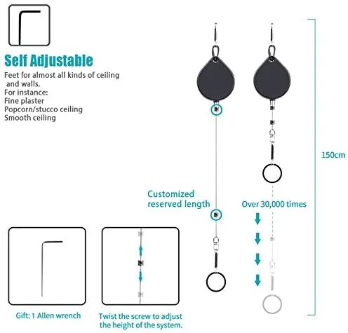 Vista 5 de KIWI design Gestión de cables VR, sistema de polea de techo compatible con HTC ViveVive ProRiftRift SLink Cable compatible con Quest 2QuestValve