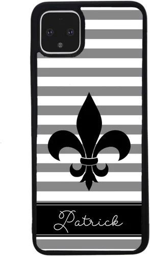 Vista 3 de Fleur De Lis - Funda de goma negra personalizada para teléfono compatible con Google Pixel 10, 10 Pro, 10 Pro XL, 9a, 9 Pro, Pixel 9, Pixel 9 Pro