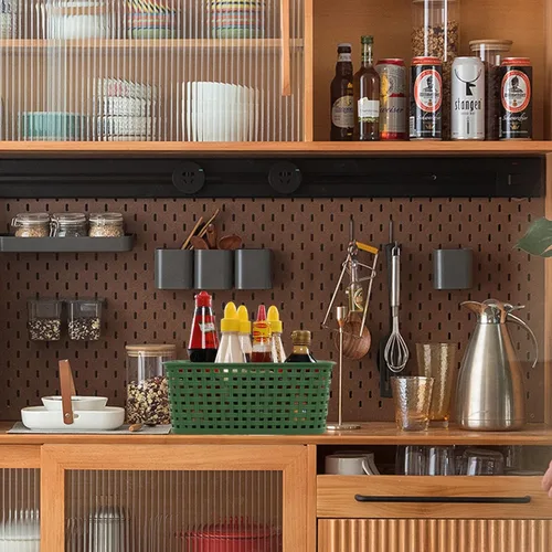 Vista 7 de Cesta de cocina de plástico, cestas de almacenamiento tejidas, 6 paquetes de color verde oscuro