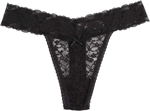 Vista 7 de Deyouqan Tangas para mujer bragas de encaje para mujer ropa interior sexy de cintura baja transparente
