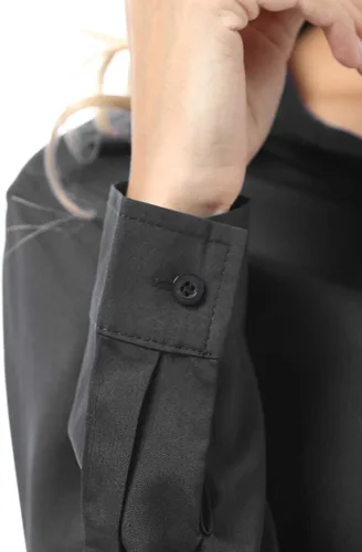 Vista 5 de Camisa básica con botones para mujer, de manga larga, talla grande, simple, elástica, formal, informal, blusa