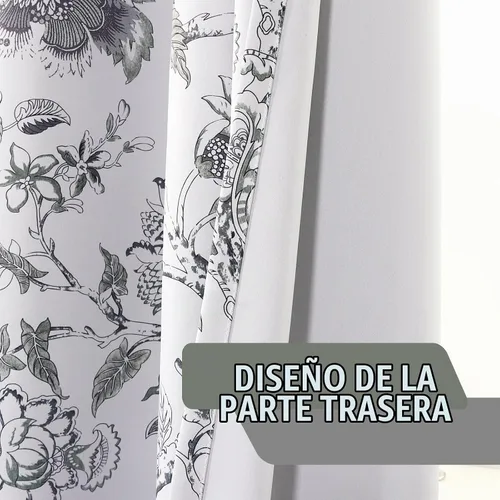 Vista 6 de H.VERSAILTEX Cortinas opacas de 63 pulgadas de largo, juego de 2 paneles de cortinas con estampado floral para sala de estar, cortinas de ventana