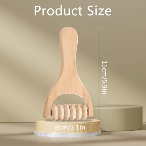 Vista 8 de Abeillo Rodillo de masaje de mano de madera, 3 piezas, rodillo muscular, herramientas de masaje manual de terapia de madera, rodillo masajeador