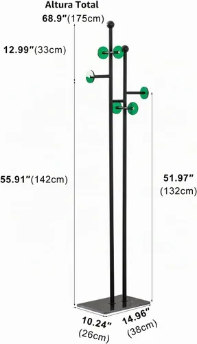 Vista 8 de JIAYUEJU Perchero de pie con base de mármol y 8 ganchos, perchero resistente para entrada, dormitorio, sala de estar, hotel, 14.96 x 10.24 x 68.9 A