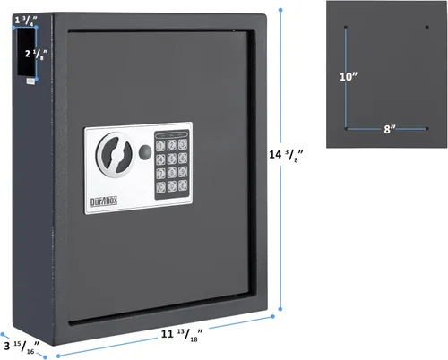 Vista 5 de DuraBox Armario de 40 llaves con cerradura digital, caja fuerte para llaves electrónicas, caja de seguridad de acero con ranura para caídas