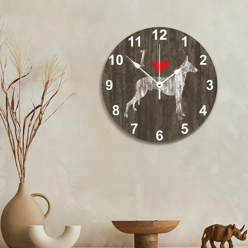 Vista 6 de I Love Doberman Clock Weathered Doberman Decorative Wall Clocks Estilo-7