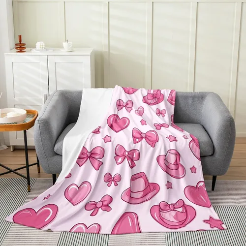 Vista 26 de Erosebridal Manta de franela con nudo de lazo para niñas, 40 x 50 pulgadas, diseño de rayas de diamante, para sofá cama y cama de vellón para niños