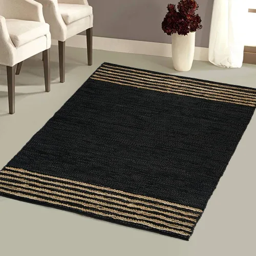 Vista 10 de GRUHUM Alfombra rectangular de algodón de yute de 2 x 3 pies, tejida a mano, natural, estilo granja bohemio para sala de estar, dormitorio, cocina