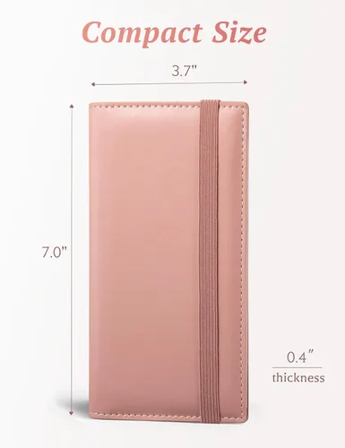 Vista 39 de Yarnic Funda para chequera personal, soporte para chequera con soporte para bolígrafo y divisor de plástico transparente integrado para cheques Rosa