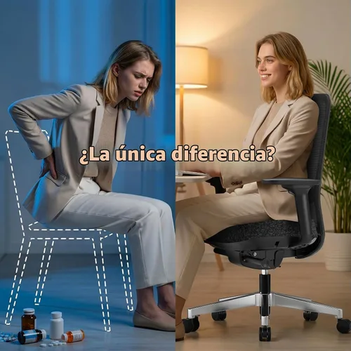 Vista 8 de ErgoSift M2 - Silla ergonómica de oficina – Silla de escritorio de malla con respaldo alto con soporte lumbar ajustable, reposabrazos 4D para largas
