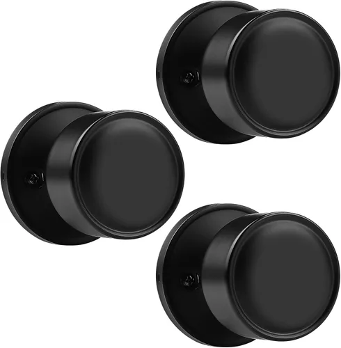 Vista 17 de Paquete de 1 perilla negra para puerta de paso, perilla interior sin llave para puerta sin bloqueo, herrajes de puerta de diseño redondo