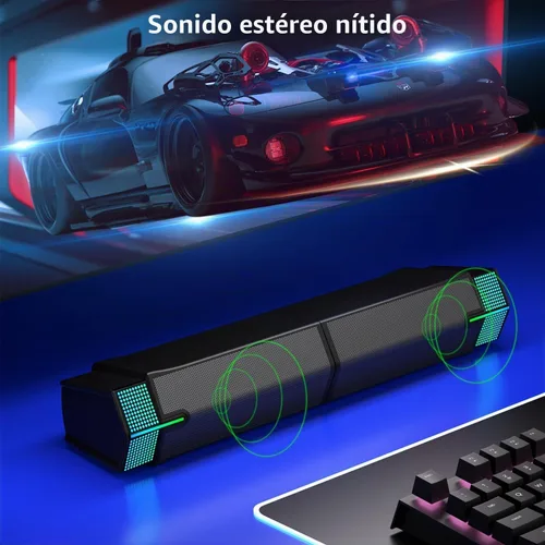 Vista 3 de Jeecoo Altavoces Bluetooth M20 para Computadora para Monitor de Escritorio de PC, Barra de Sonido para PC Gaming - Con Cable USB, Excelente Sonido