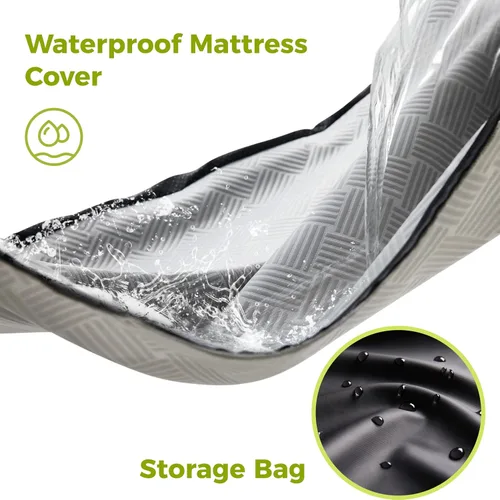 Vista 3 de Jamdok Colchón de espuma de enfriamiento para campamento, almohadilla de dormir impermeable con bolsa de transporte, cubrecolchón de cuna