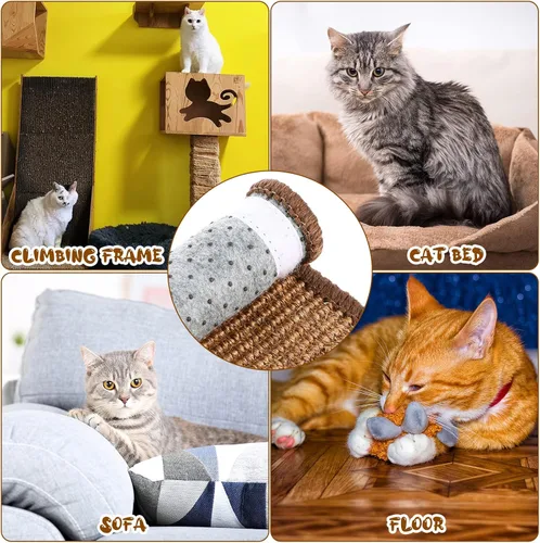 Vista 7 de Tuanse 4 alfombrillas rascadoras para gatos, 15.7 x 7.8 pulgadas, almohadilla rascador de sisal para gatos, alfombra horizontal para rascar el suelo