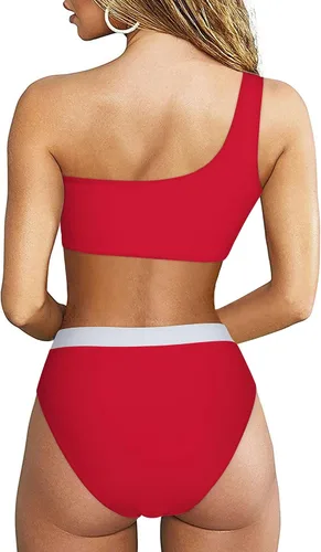 Vista 75 de MOOSLOVER Traje de baño de dos piezas con corte alto y cintura alta para mujer