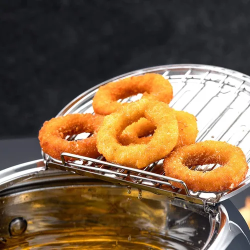 Vista 3 de Sartén profunda, estilo japonés, termómetro de sartén tempura, control de temperatura, olla de pollo frito, utensilios de cocina (9.4 in)