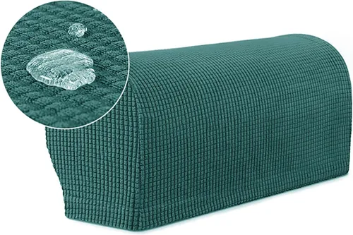 Vista 16 de 1 par de fundas elásticas para reposabrazos de sofá, fundas lavables para sillón, extraíbles a prueba de polvo, protector de sofá para brazos, Negro
