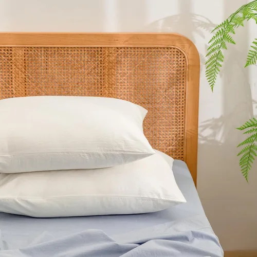 Vista 56 de BESTOUCH 100% Algodón Lavado Funda de Almohada para Cabello y Piel, Sensación de Lino, Suave, Cómoda, Transpirable, Juego de 2 Fundas de Almohada