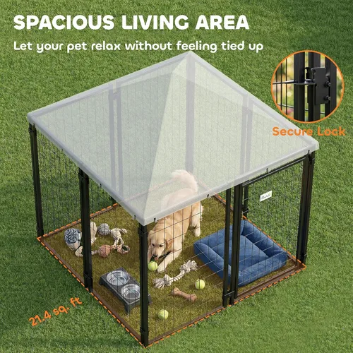 Vista 4 de PawHut 4.7' x 4.7' x 5.1' Perrera para perros al aire libre Fuera Carrera S