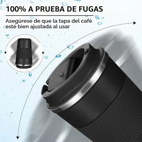 Vista 3 de Sabary - Paquete de 4 tazas de café de viaje de 16 onzas con tapa, color Negro