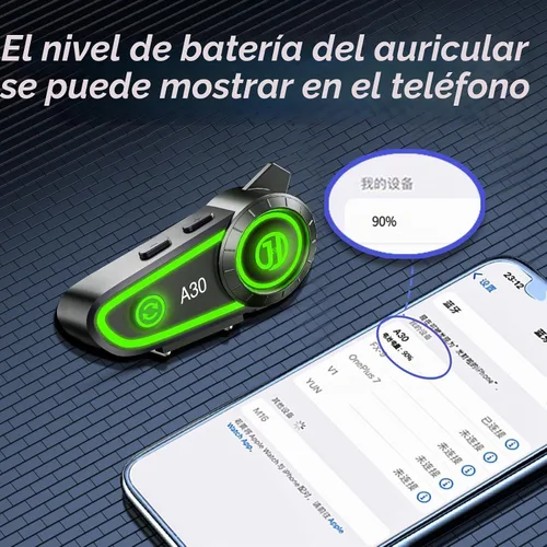 Vista 7 de Altavoces para casco de motocicleta, auriculares Bluetooth, respuesta automática, control de música, 120 horas de reproducción, sistema de alta