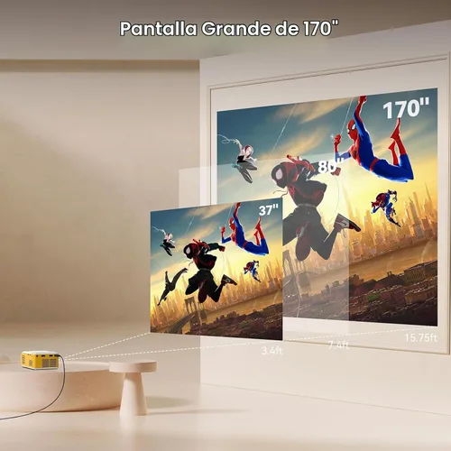 Vista 6 de Mini proyector portátil con Wifi y Bluetooth proyectores de cine al aire libre, mini proyector de cine en casa para interior para dormitorio Amarillo