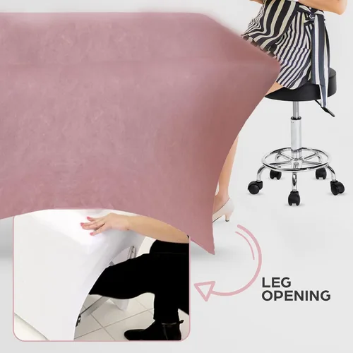 Vista 7 de Funda de terciopelo rosa para mesa de masaje, cama elástica para pestañas y mesa de masaje con corte de pierna y bolsillo, se adapta a mesas de 72 a