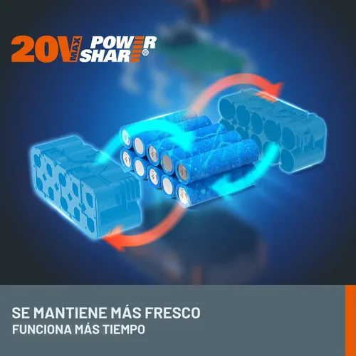 Vista 2 de Batería WORX de 20 V PowerShare de iones de litio de 2.0 Ah, 1 pieza, WA3669