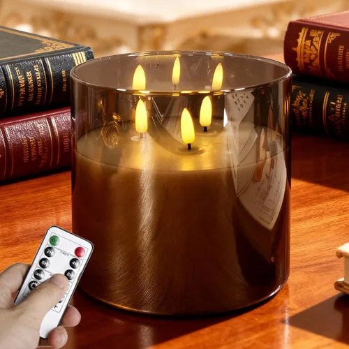Vista 17 de Velas de té recargables sin llama con temporizador remoto y base de carga, velas LED que funcionan con pilas, velas USB para otoño, boda, Navidad