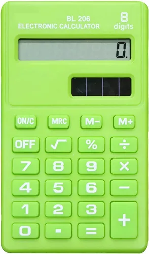 Vista 3 de Calculadoras estándar básicas verdes, mini calculadora digital de escritorio con pantalla LCD de 8 dígitos, calculadora inteligente de energía solar