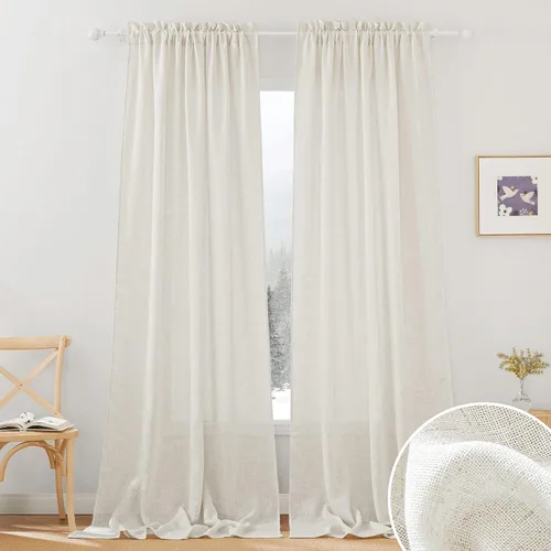 Vista 66 de RYB HOME - Cortinas de lino texturizado semitranslúcidas, privacidad media, filtro de luz, decoración de ventana para dormitorio/baño/sala de estar