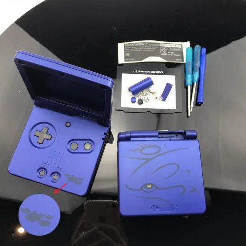 Vista 2 de Carcasa de repuesto de edición limitada para GBA SP Gameboy Advance SP SP carcasa tornillos (azul Kyogre)
