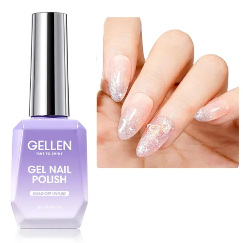 Vista 11 de GELLEN - Base y capa superior de gel, juego de 2 esmaltes de uñas de gel, capa superior que no se limpia 12ml Base Coat & No Wipe Top Coat Set.