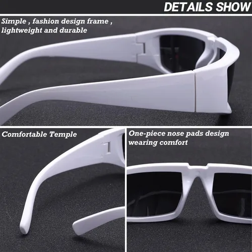 Vista 5 de GUVIVI Gafas de sol envolventes de moda para mujeres y hombres, gafas de sol rectangulares futuristas gruesas y gruesas