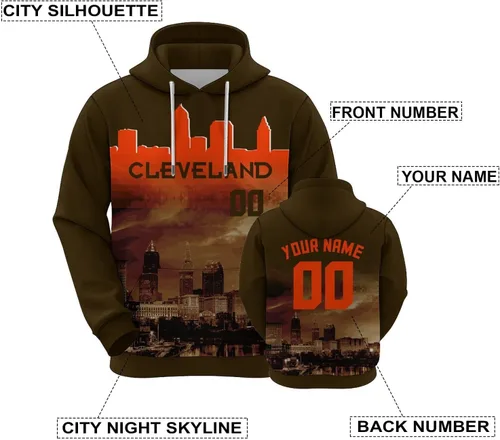 Vista 19 de Custom Football Hoodies City Night Skyline Personalized Sweatshirt Name Number Fan Gift Pullover for Men Women Youth