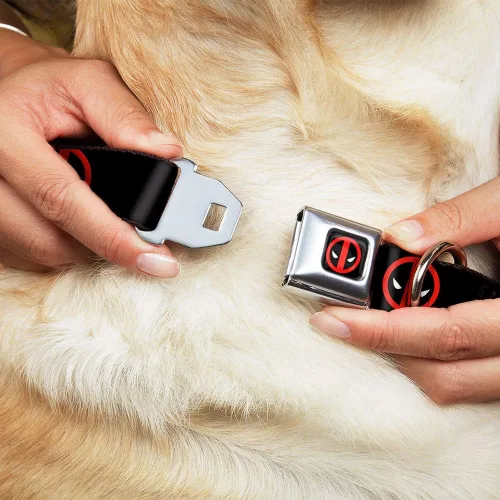 Vista 8 de Collar de perro hebilla de cinturón de seguridad Deadpool Logo Negro Rojo Blanco 9 a 15 pulgadas 1.0 pulgadas de ancho