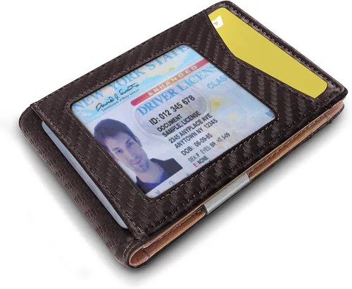 Vista 3 de Cartera Bulliant fina para hombre, cartera de piel para hombre con bolsillo delantero para tarjetas, 7 x 10 x 27cm (3" x 4.3"), 11 tarjetas+clip