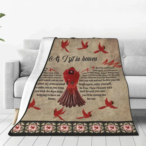 Vista 9 de Manta de Cardenal Rojo Heaven Cardinal Decor Manta de Tiro Regalos para Niñas Niños As I Sit in Heaven Ropa de Cama de Sofá Súper Cálida Suave Felpa