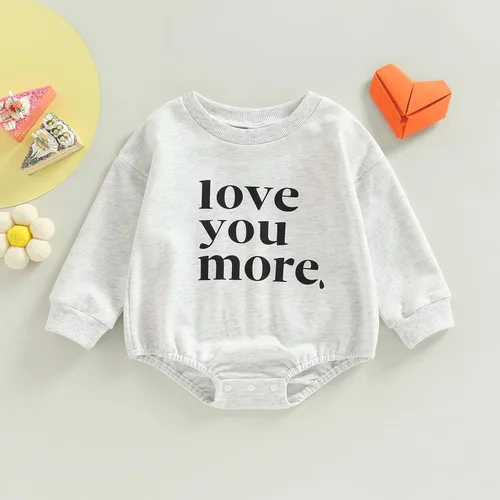 Vista 9 de Enterizo de manga larga con estampado de letras para bebés, niñas y niños
