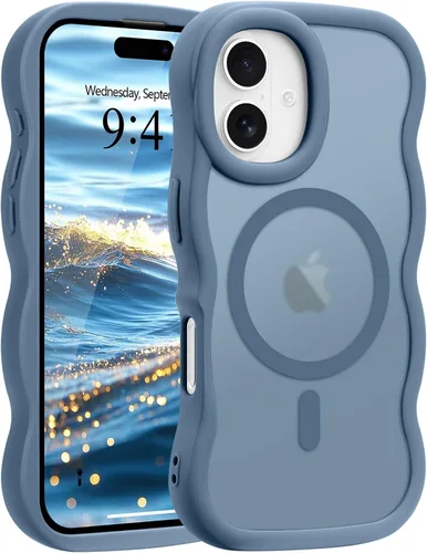 Vista 82 de Pepmune - Funda para iPhone 12 Pro Max con marco ondulado y estructura rígida, color mate claro, cubierta trasera unisex, compatible con Magsafe