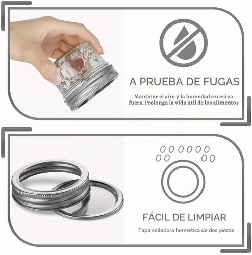 Vista 2 de VERONES Paquete de 25 mini tarros Mason de 4 onzas con tapas regulares