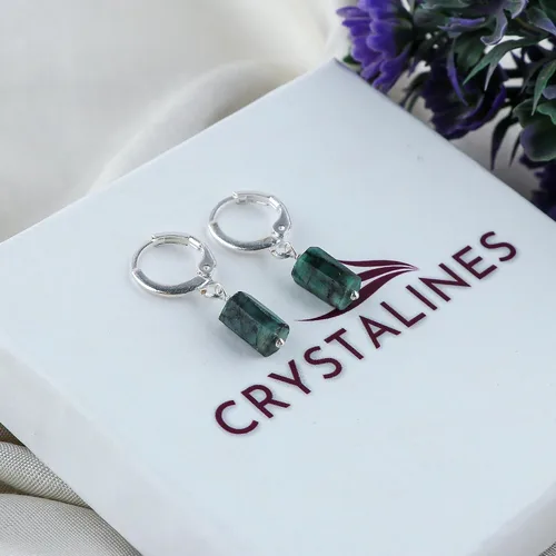 Vista 62 de Aretes de aro de cristal afganita natural Piedras afganas de alto grado Aretes chapados en plata Gota lisa Joyas de piedras preciosas hechas