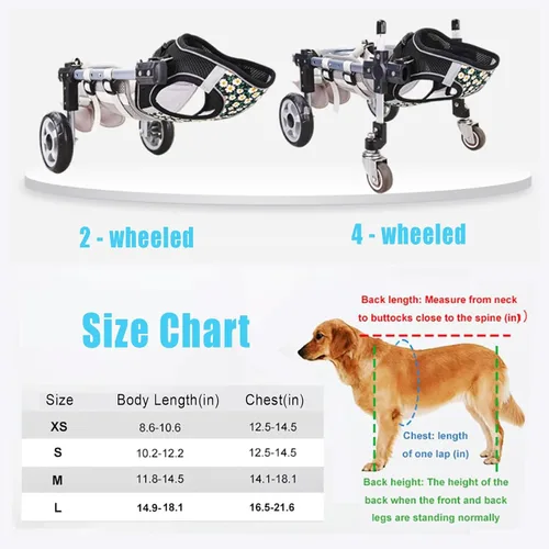 Vista 6 de Small Dog Wheelchair for Back Legs Lightweight Portable Wheelchair with Disabled Hind Legs Walking, Adjustable Doggy Wheelchair Cart with Wheels for