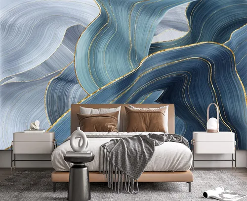 Vista 44 de Papel tapiz mural de pared 3D de metal rojo y negro para dormitorio, 137" x 100
