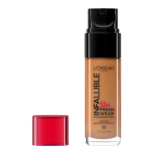 Vista 30 de L'Oreal Paris Maquillaje Infallible - Base ligera de maquillaje resistente hasta 32 horas, tono 390 Rosa Perla, 1 fl oz, el empaque puede variar