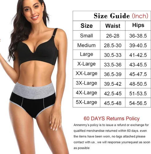 Vista 6 de Annenmy Ropa interior de cintura alta para mujer, ropa interior de algodón para mujer, ropa interior con control de abdomen, sin muffins, bragas
