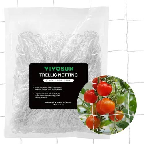 Vista 10 de VIVOSUN Red de enrejado de plantas de 5 x 15 pies, red de cultivo de poliéster resistente, red de enrejado de jardín con malla cuadrada para plantas