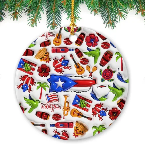 Vista 25 de Lotacy Bandera argentina argentina de Navidad de cerámica 2D impresa adorno con símbolos, decoración del hogar argentina regalos para hombres