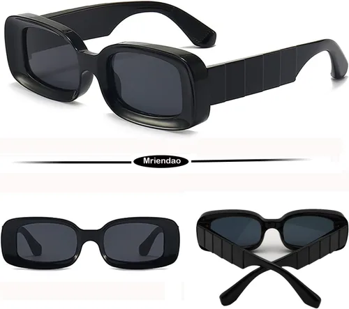 Vista 2 de Mriendao Y2K - Lentes de sol rectangulares de moda para mujeres y hombres, estilo retro de los años 90, color rojo, rosa, verde, montura cuadrada